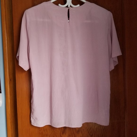 Rare, silk, vintage 90s, round neck, cut-out, dressy blouse, L, M, Zacks - Picture 2 of 6